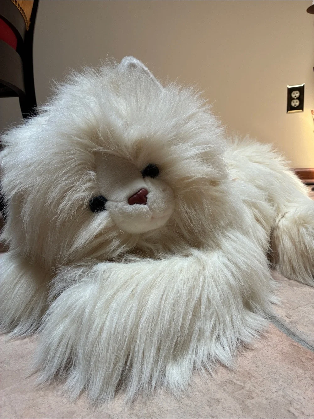 Kellytoy Cream Plush Long-Fur Persian Cat with Brown Nose